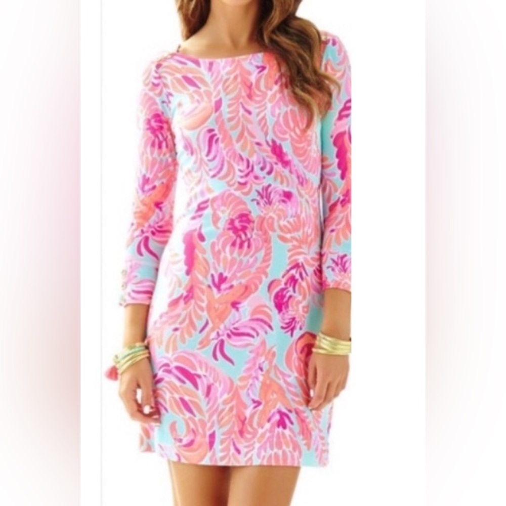 Lilly Pulitzer Sophie Dress Poolside‎ Love Birds Blue Pink UPF 50